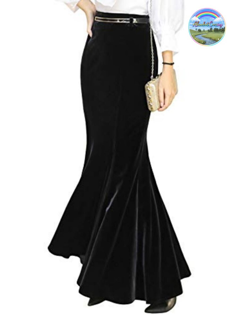 High Waist Velvet Fishtail Mermaid Maxi Skirt Evening Party